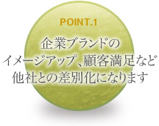 企業ブランドのイメージアップ、顧客満足という、他社との差別化になります。